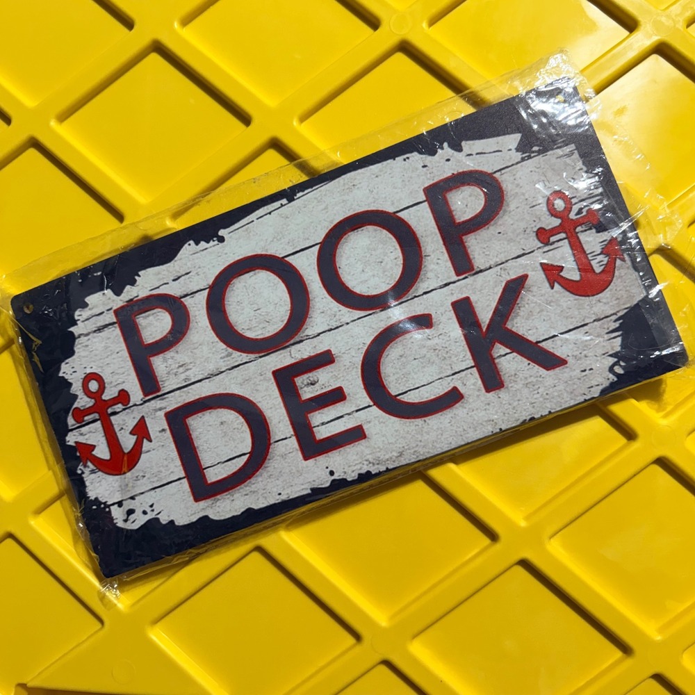 Poop‎ Deck Wood Plaque Sign Nautical Bathroom Decor 6x12 Rope Hanging Wall Art